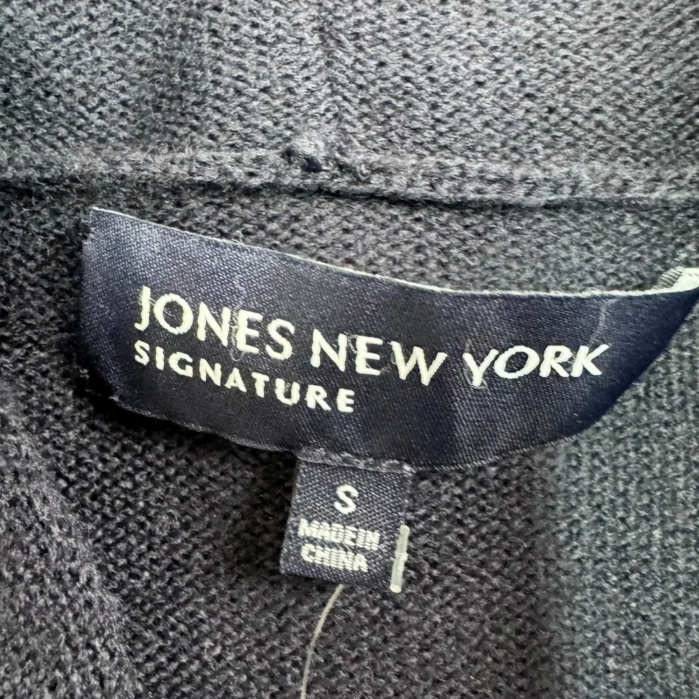 Jones New York Signature Women's Navy White‎ Striped Cardigan Orange Trim Small - Picture 3 of 5
